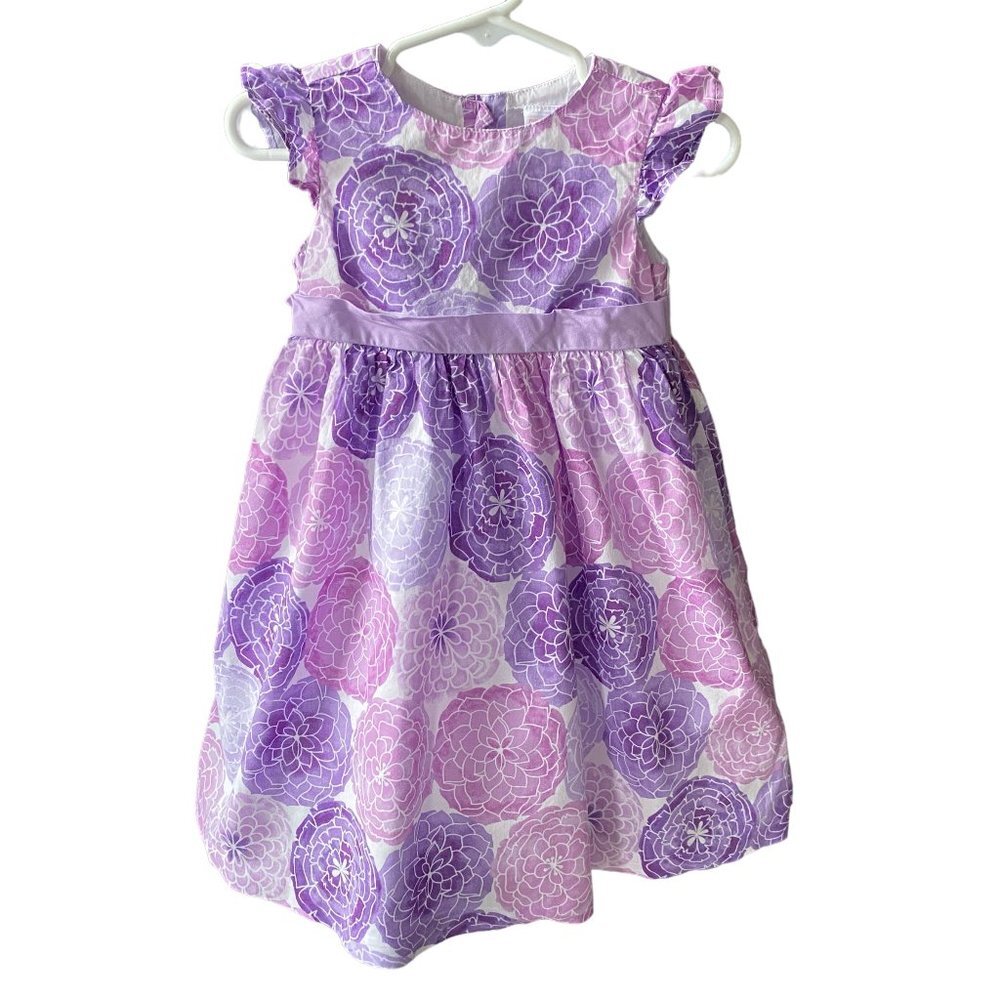 Gymboree girls 18-24 months pink purple floral fully lined dress with tulle